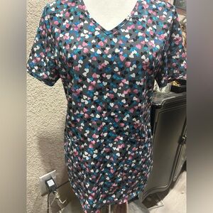 Heart Patterned Women's scrub Top
